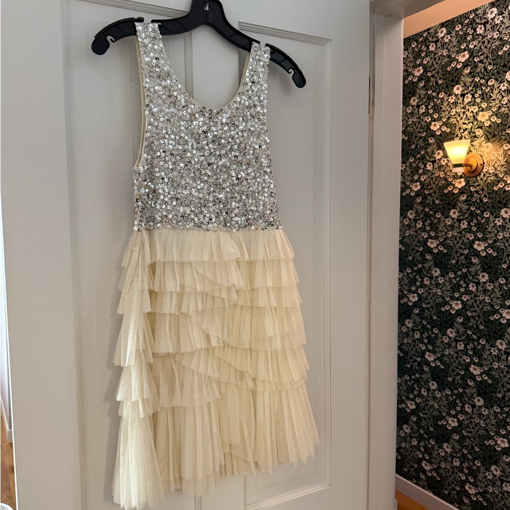 Alice + Olivia Silver and Cream mini dress